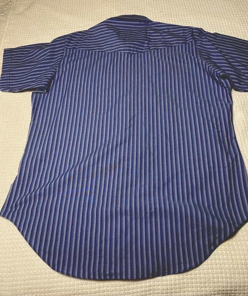 De Colección Ely Cattleman Hombre Alto Perla Snap | Rayas Resistente a Arrugas Talla 18 1/2 Granjero Foto 3 de 4