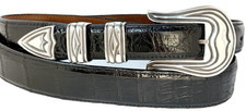 Chacon Santa Fe Sterling Silver .925 Ranger Belt Buckle 37-38 Genuine Alligator