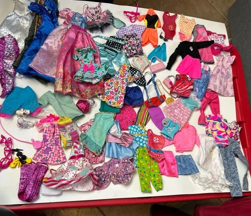 Large Vintage Lot Of Barbie Clothes and accessories Over 50 Mostly Barbie