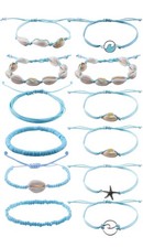 12Pcs Beach Surfer Wave Bracelets for women, Adjustable Handmade Waterproof B...
