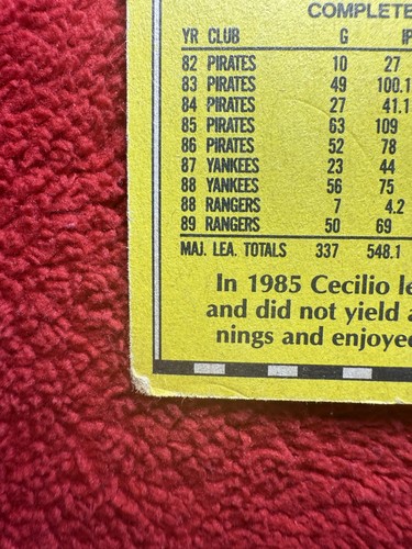 Vintage 1990 Cecilio Guante Texas Rangers Topps MLB Baseball Trading Card 532 - Foto 12 di 12