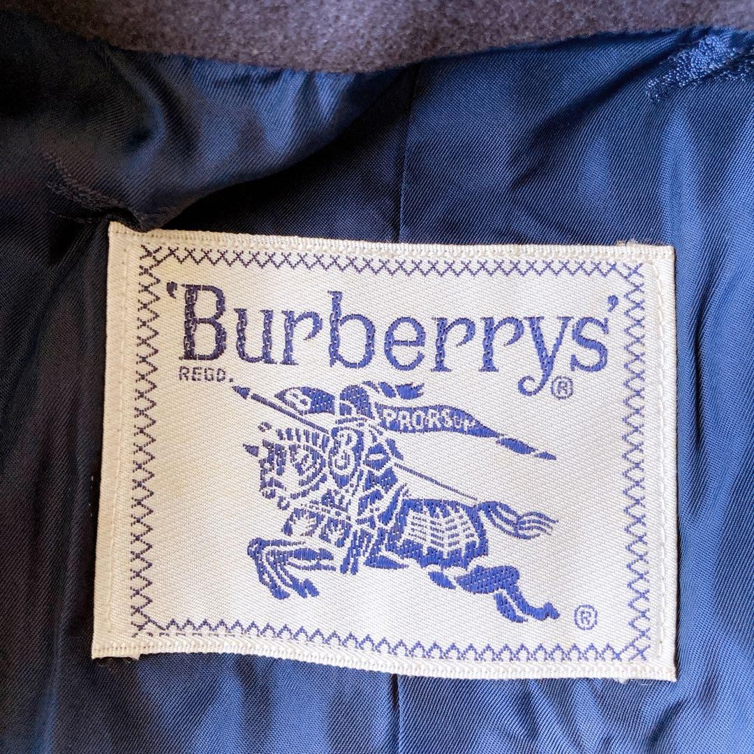 Burberry Long Coat Navy Blue Cashmere Blend With Buttons Size 11 For Women