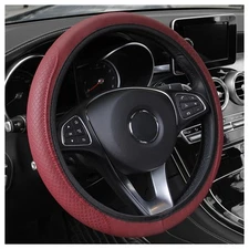 Leather Steering Wheel CoverAnti Slip Car Steering Wheel Cover for Burgundy
