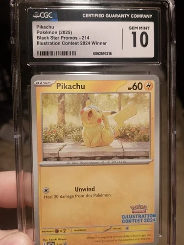 Pokemon Pikachu #214 Illustration Contest Winner BSP 2024 - CGC 10 Gem Mint 3216