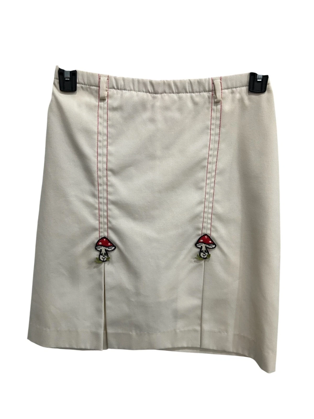 Vintage Harburt Elastic Waist Pull On Skort Cream Sz 6 Front Slits Mushroom