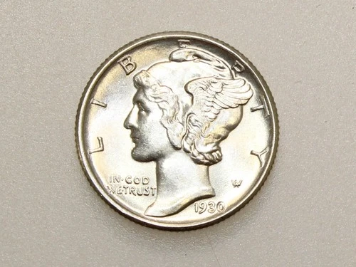 1930-P 10C MERCURY SILVER DIME CH/GEM BU FSB