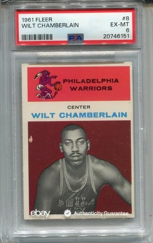 1961 Fleer Wilt Chamberlain Rookie Card PSA 6 Ex MINT Graded #8