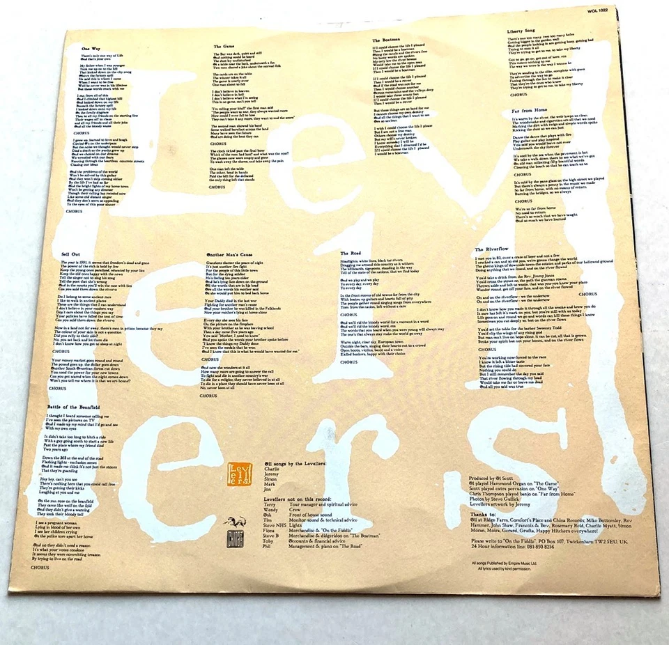 LEVELLERS 'LEVELLING THE LAND'  1991 STEREO LP EX/VG - Image 4 of 4