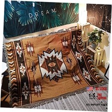 Aztec Throw Blanket Native American Blanket Southwestern 51 in x 63 in Brown
