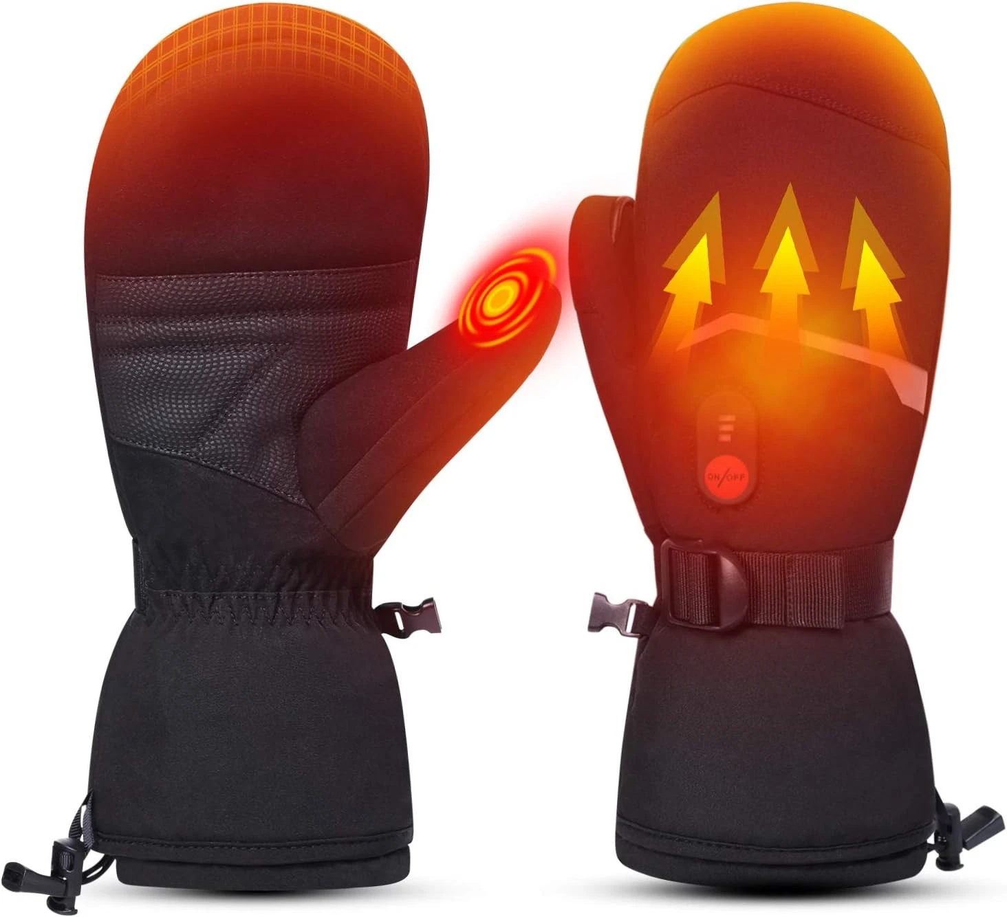 Heated Ski Hand Warm Windproof Mittens Gloves Electric Rechargeable Battery
