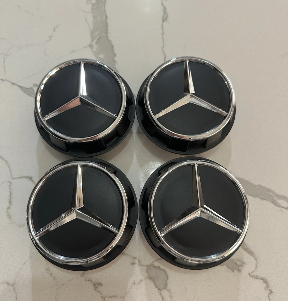 4pcs Mercedes Benz C63s E63s CLS63s AMG 60mm Black Chrome Center Caps Screw On - Image 4 of 4