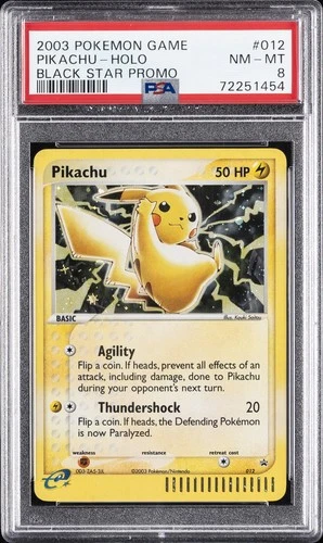 2003 POKEMON BLACK STAR PROMO #012 PIKACHU-HOLO PSA 8