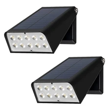 Patio Wall Light Solar Powered, Dusk-to-Dawn Deck Lights, 2-Mode 90° Rotatabl...
