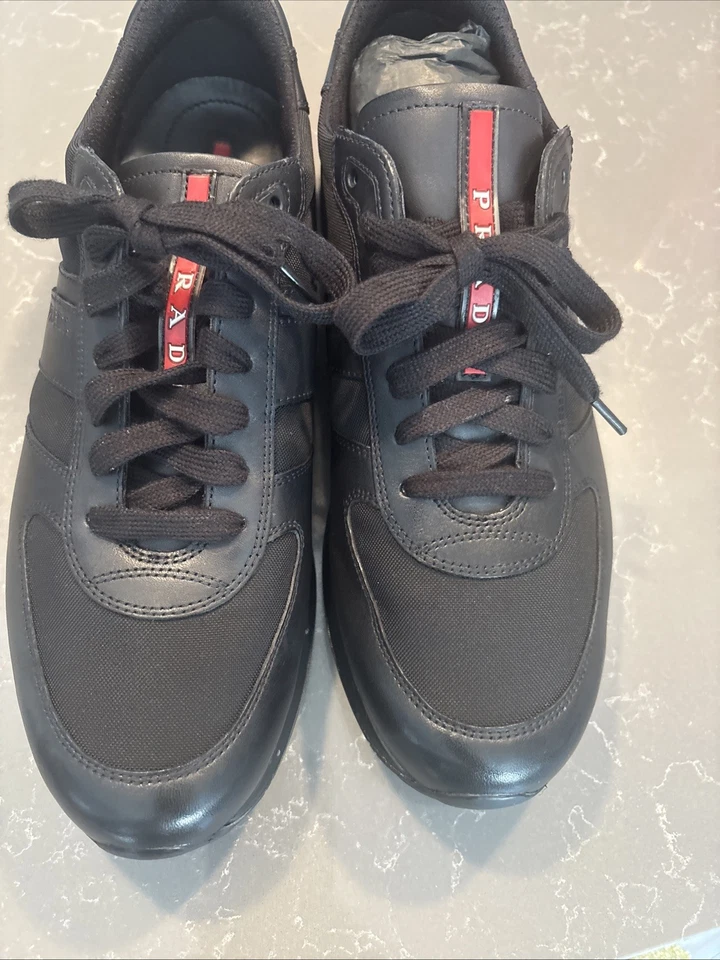 Черные мужские кожаные туфли Prada на шнуровке размер Prada 8 - Изображение 2 из 4