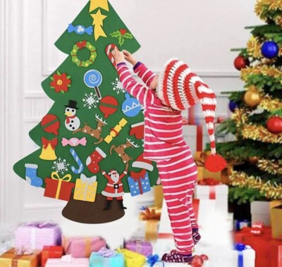 Christmas Tree 33PCS Felt DIY Hanging Ornaments Wall Decor for