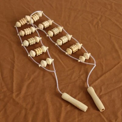 Body Back Massage Roller Wheel Wooden Massager Pulling Relax Muscle Stimulator - Image 1 of 4
