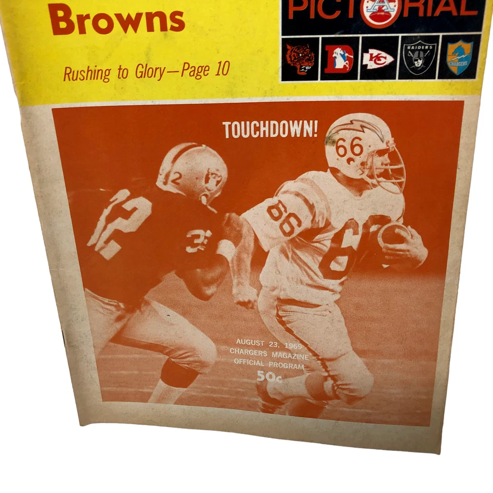 VTG San Diego Chargers vs Cleveland Browns Program AFL August 23, 1969 Stadium - Image 3 of 4