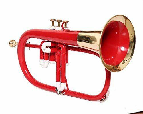 STUDENTS FLUGEL HORN 3 VALVE Bb PITCH RED COLORED + BRASS WITH C