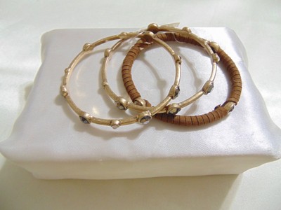 Inc International Concepts Gold-Tone 7''Faux Suede Trio Bangle Bracelets S202 $29