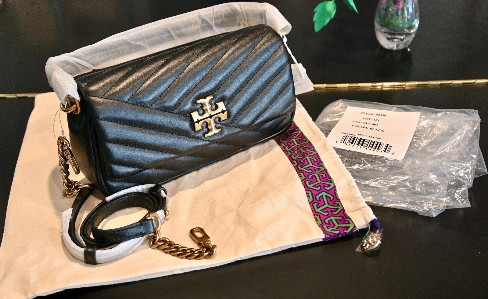 Borsa a tracolla Kira Chevron nuova con etichette $498 tory burch nera