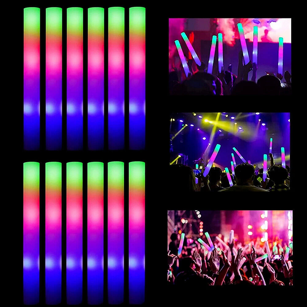 HONLYNE 38 PCS Foam Glow Sticks With 3 Modes Colorful Flashing, LED