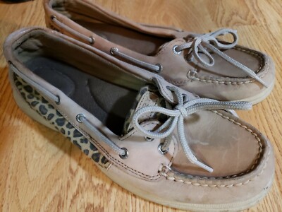 Women's SPERRY Top-Sider Size Leather Cheetah Print Boat
