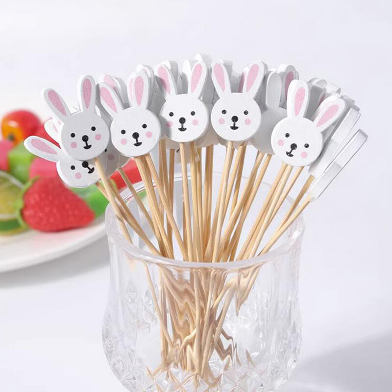 100Pcs Hamburger Garnish Bamboo Sticks Disposable Fruit Sticks Food