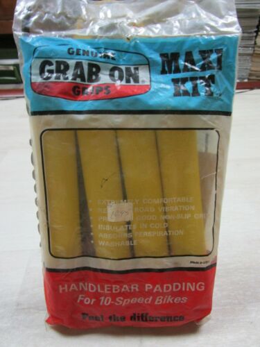 NOS Grab On Handlebar Grips Vintage 1980s Yellow Foam USA Made Maxi Kit MTN Bike - Zdjęcie 1 z 9