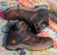TIMBERLAND Mens 12 W PRO481 WORK BOOTS Brown Composite Toe Waterproof
