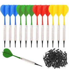 Accmor 12 Pcs Soft Tip Darts Bar Dart Plastic Tip Darts Set Attach Extra 100 ...