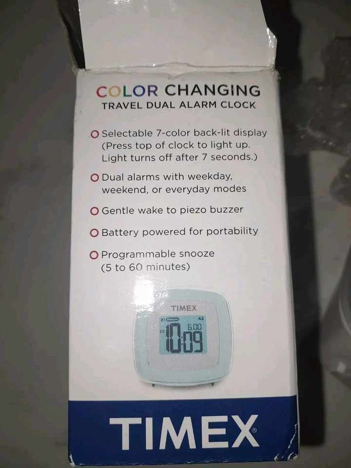 Timex Color Changing Portable Digital Alarm Clock EUC - Batteries Not Included - Image 3 of 4