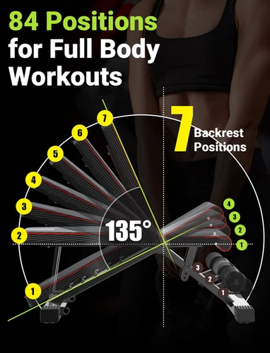 Multi Exercise Adjustable Folding Fitness Workout Bench with 7 Positions Fitness - Picture 32 of 51