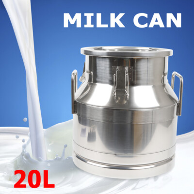 20L Stainless Steel Milk Can Wine Pail Bucket Tote Jug Oil Barrel Canister HOT!
