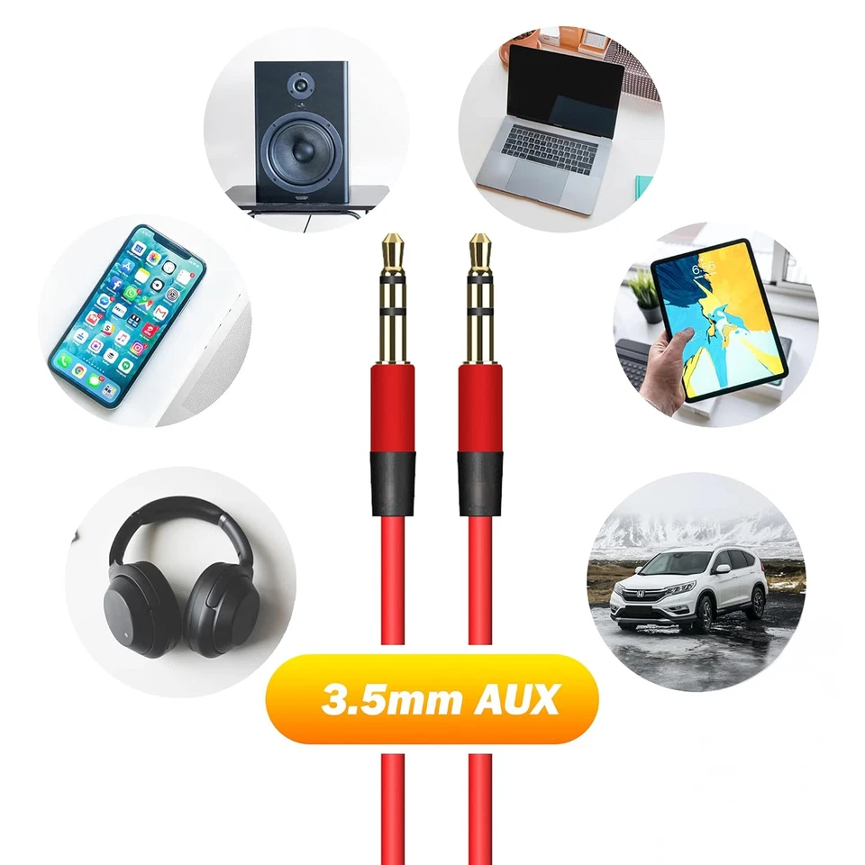 3.5mm Male Plug to Aux Jack in Cable Audio Lead Cord for Car Wire Headphone 1.2m - Image 3 of 4