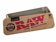 RAW King Size Slim Cone Caddy Metal Storage Container Tin Rolling Papers