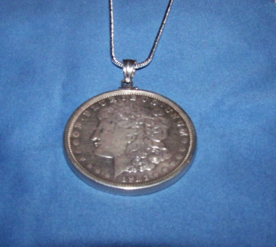 Morgan Silver Dollar in Sterling bezel on a 2mm 16–30-inch sterling 