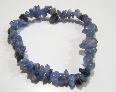 Natural Tanzanite Chip Stretchy Bracelet Uncut Nugget 6mm To 9mm
