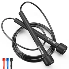  Adjustable Jump Rope for Fitness - Jumping Rope for Women, Men. Skipping Black