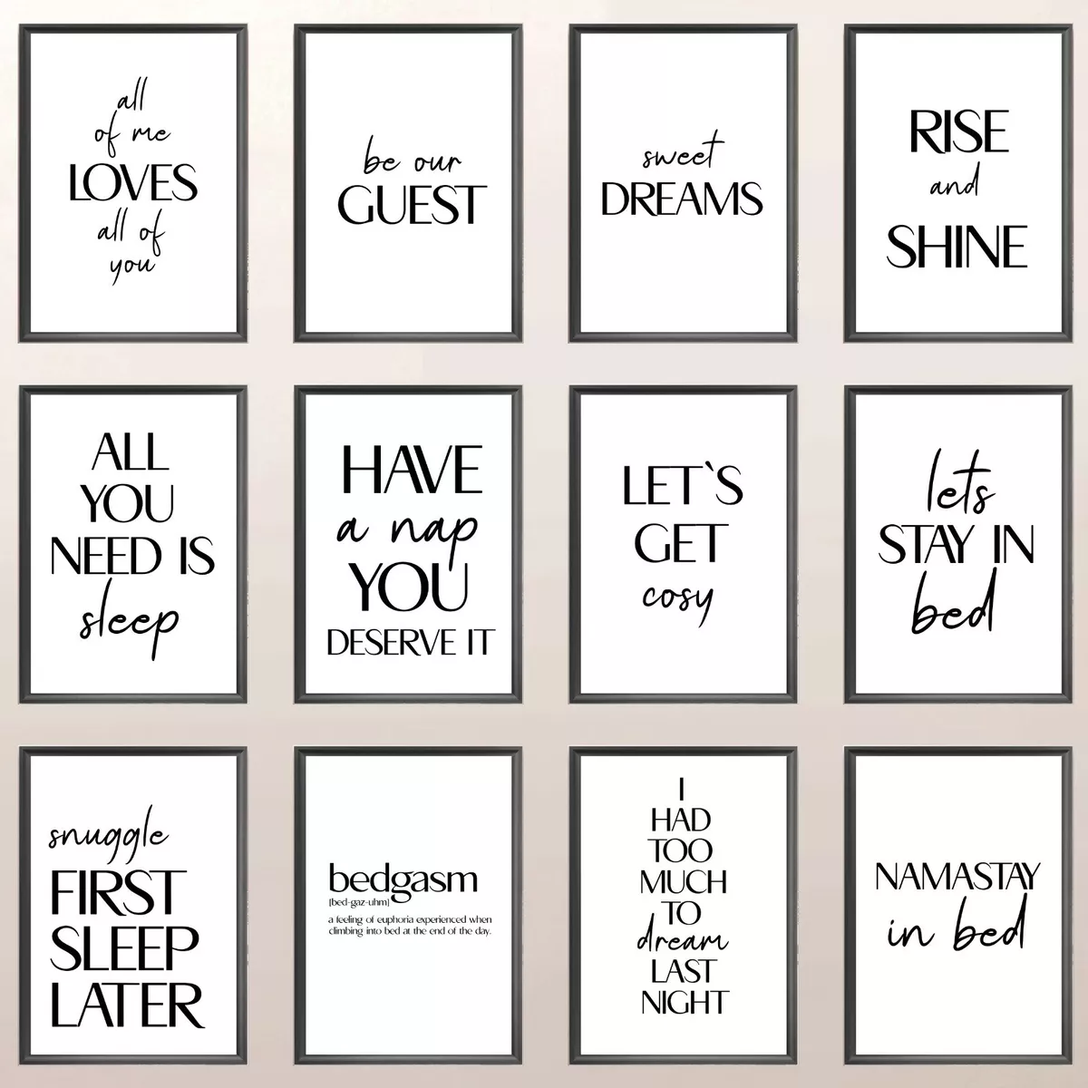 Bedroom Wall Art Funny Text Prints Picture Posters Fun Quotes Home ...