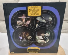 2003 10th Anniversary Nightmare Before Christmas Dinnerware Plate Set of 4