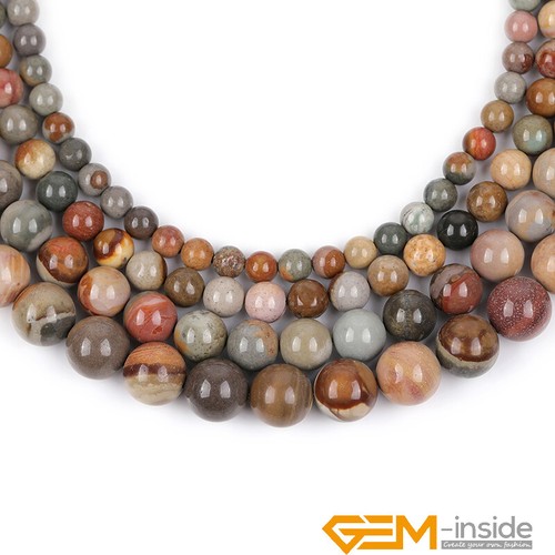 Natural Polychrome Jasper Gemstone Round Loose Beads For Jewelry Making 15" AU - Foto 17 di 38