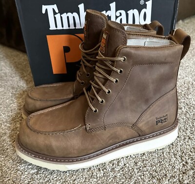 Timberland PRO Wedge 6'' Soft Toe Moc-Toe Work Boots Coconut Brown Mens 8.5-13