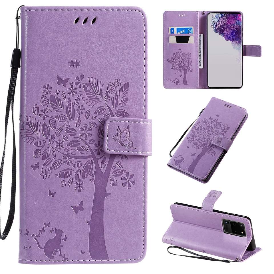 Tree Pattern PU Leather Flip Wallet Case Phone Cover for Samsung Note 10 20 8 9 - Image 2 of 4