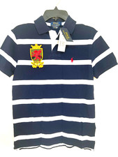 POLO RALPH LAUREN CUSTOM SLIM FIT BLUE/WHITE POLO MEN'S NWT 98.50 YOU PICK SIZE