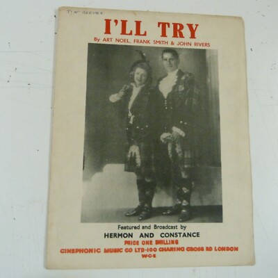 Liedblatt I'll TRY Hermon and Constance, Art Noel Frank Smith John rivers 1944