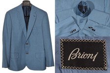 AUTHENTIC Men's Brioni Secolo Blazer 48IT 38US/UK Blue Silk Wool