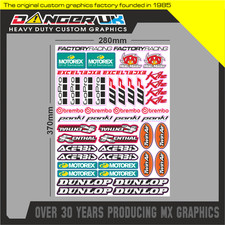 MOTOCROSS MX STICKERS DECALS GRAPHICS CUT SHEET VARIOUS LOGOS