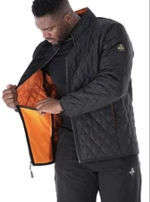 RefrigiWear Men's Lightweight Diamond Quilted Jacket Medium Black Insulated 8705