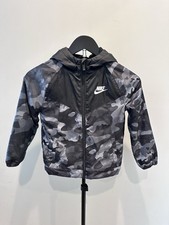 Nike Camo Fleece Lined Jacket Boys Size 7 Full Zip Hooded Camouflage Pocket