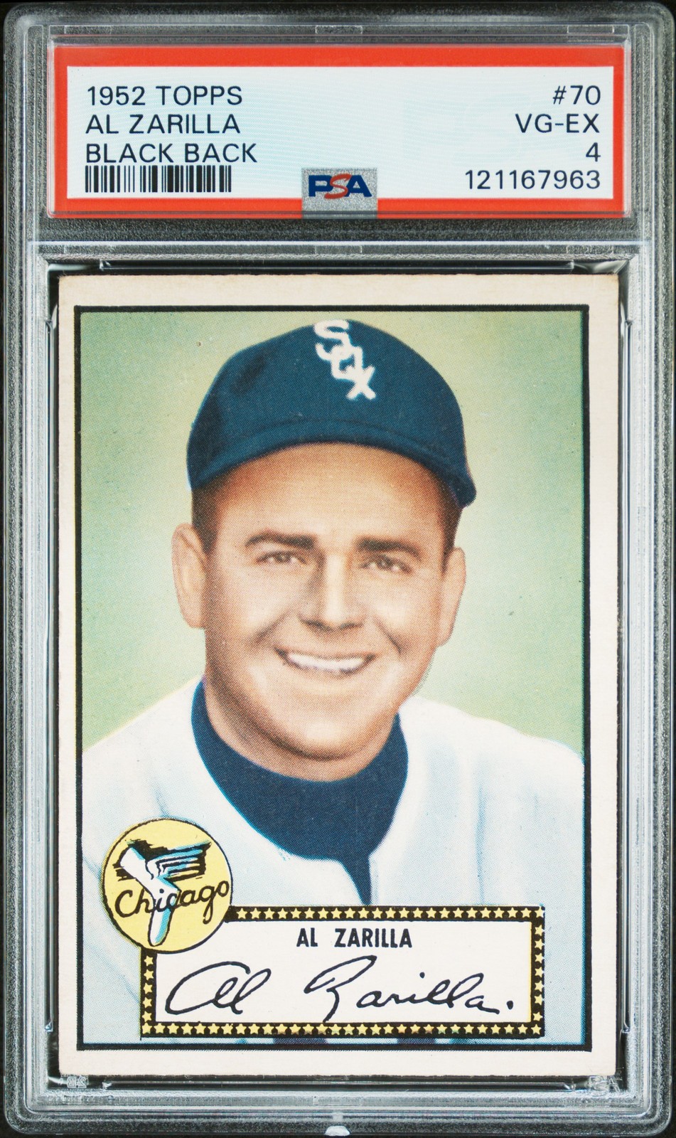 1952 TOPPS BLACK BACK #70 AL ZARILLA PSA 4